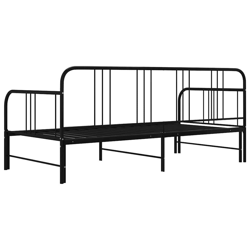 Okvir za krevet na razvlačenje crni metalni 90 x 200 cm
