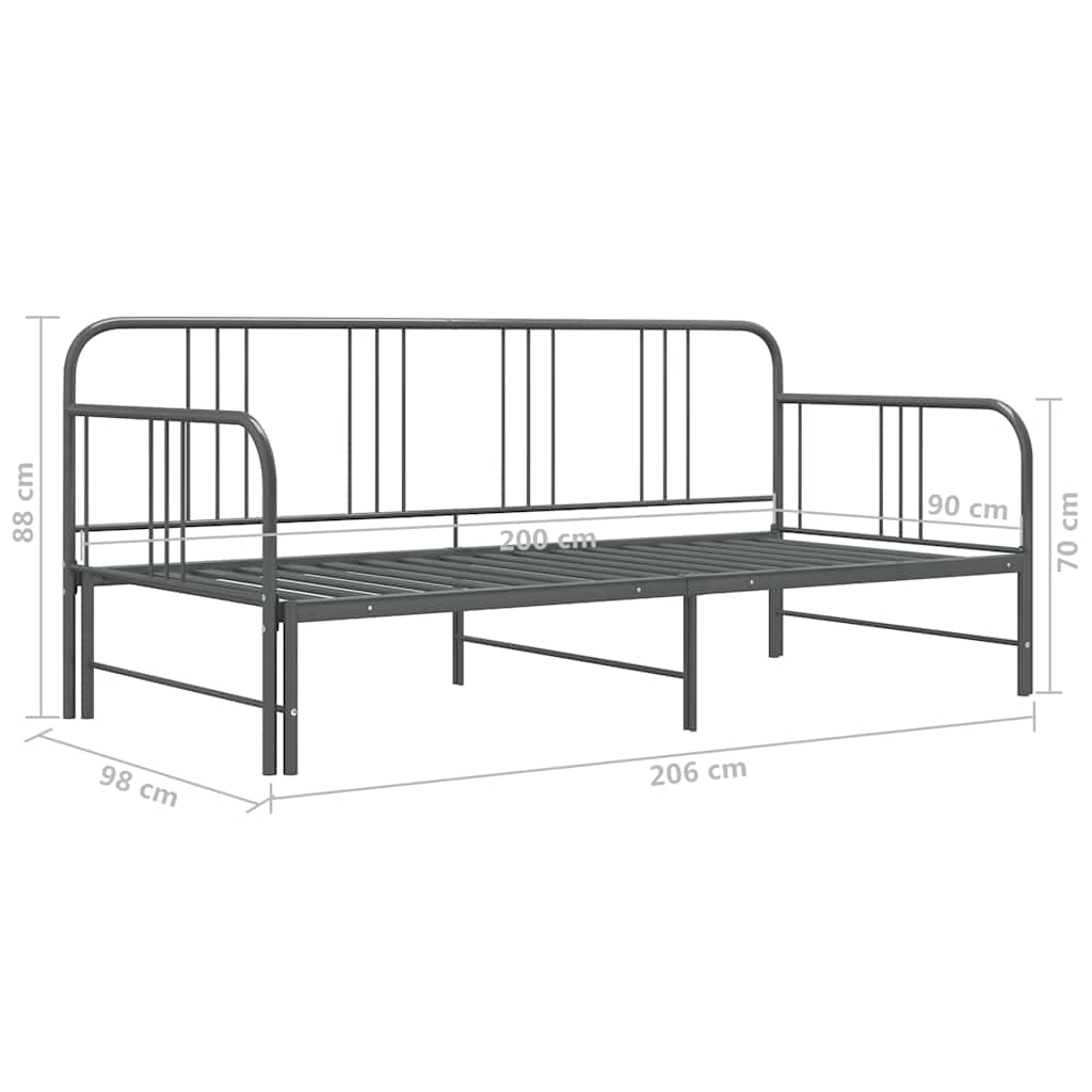 Okvir za krevet na razvlačenje sivi metalni 90 x 200 cm