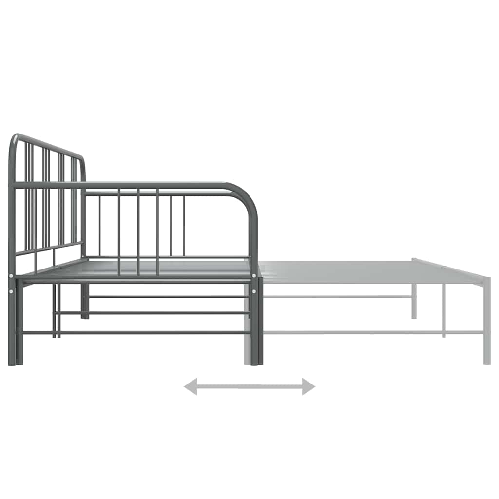 Okvir za krevet na razvlačenje sivi metalni 90 x 200 cm