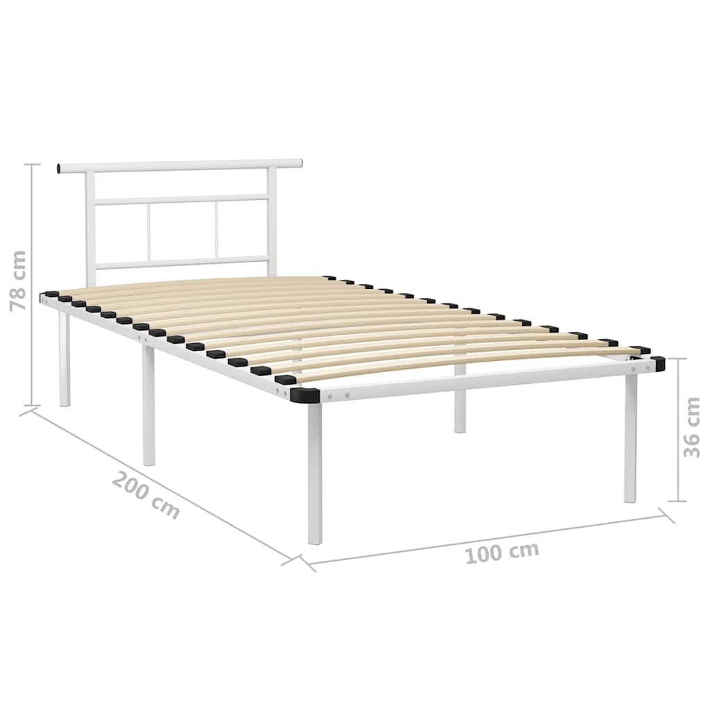 Okvir za krevet bijeli metalni 100 x 200 cm