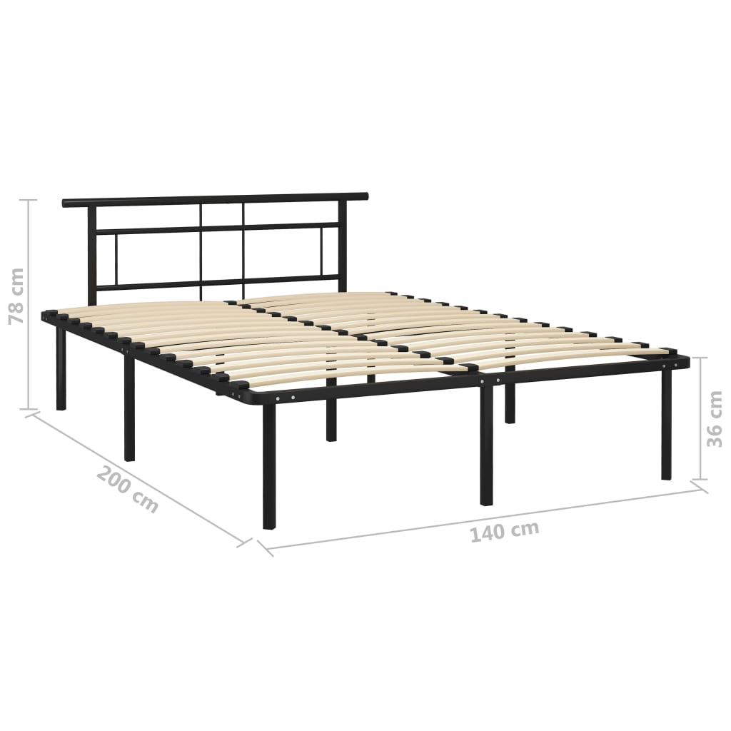 Okvir za krevet crni metalni 140 x 200 cm