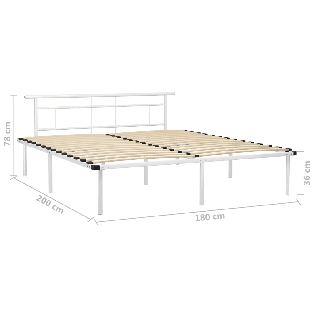 Okvir za krevet bijeli metalni 180 x 200 cm