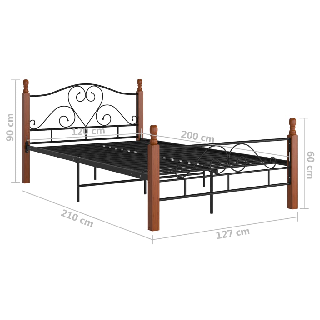 Okvir kreveta crni metalni 120 x 200 cm