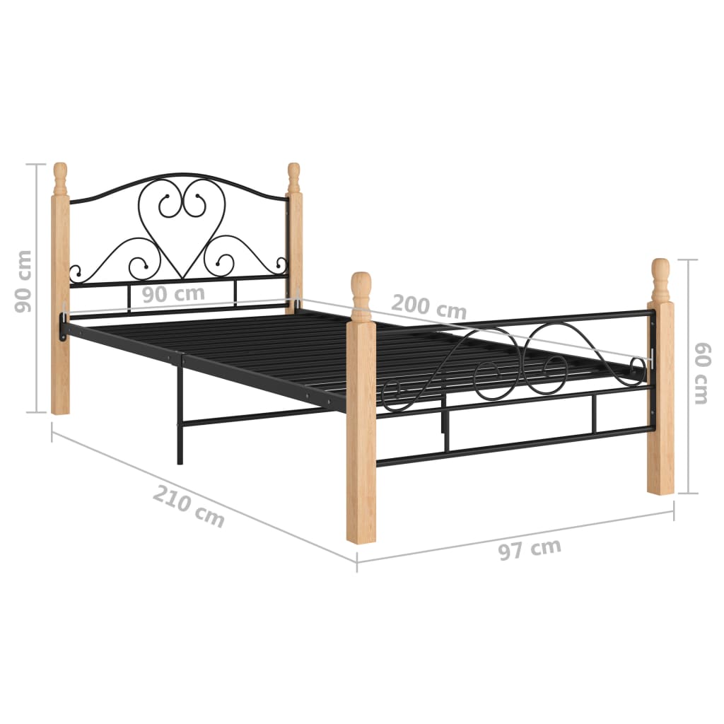 Okvir kreveta crni metalni 90 x 200 cm