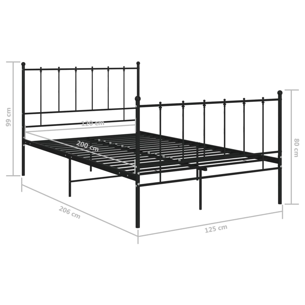 Okvir za krevet crni metalni 120 x 200 cm