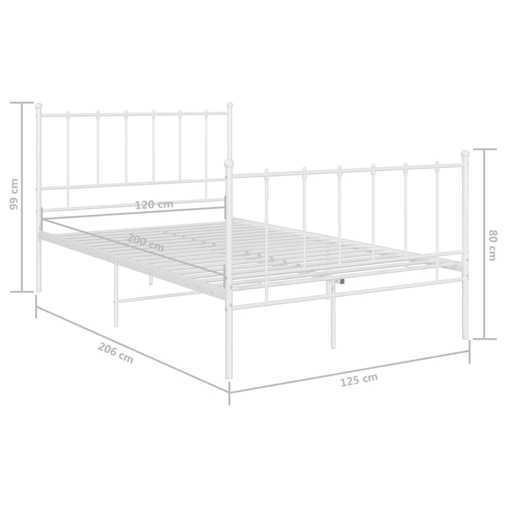 Okvir za krevet bijeli metalni 120 x 200 cm