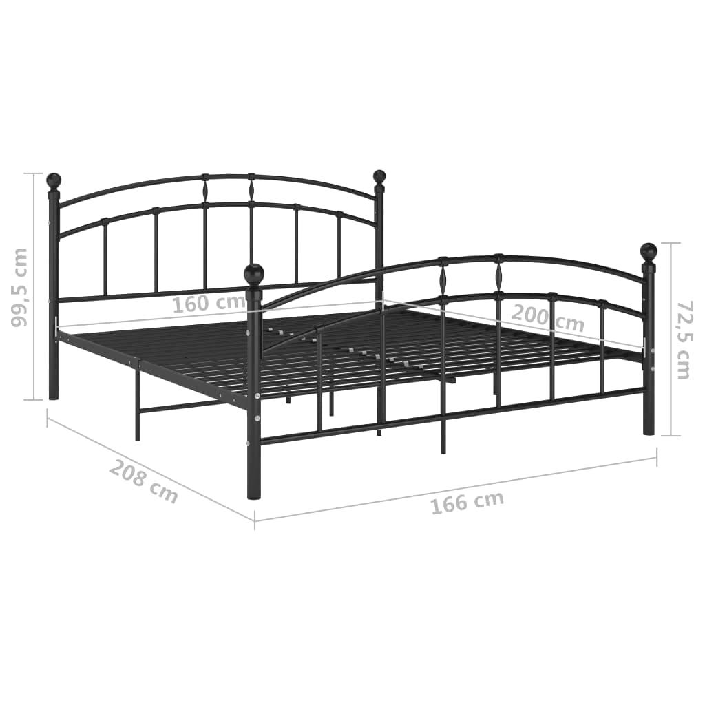Okvir za krevet crni metalni 160 x 200 cm