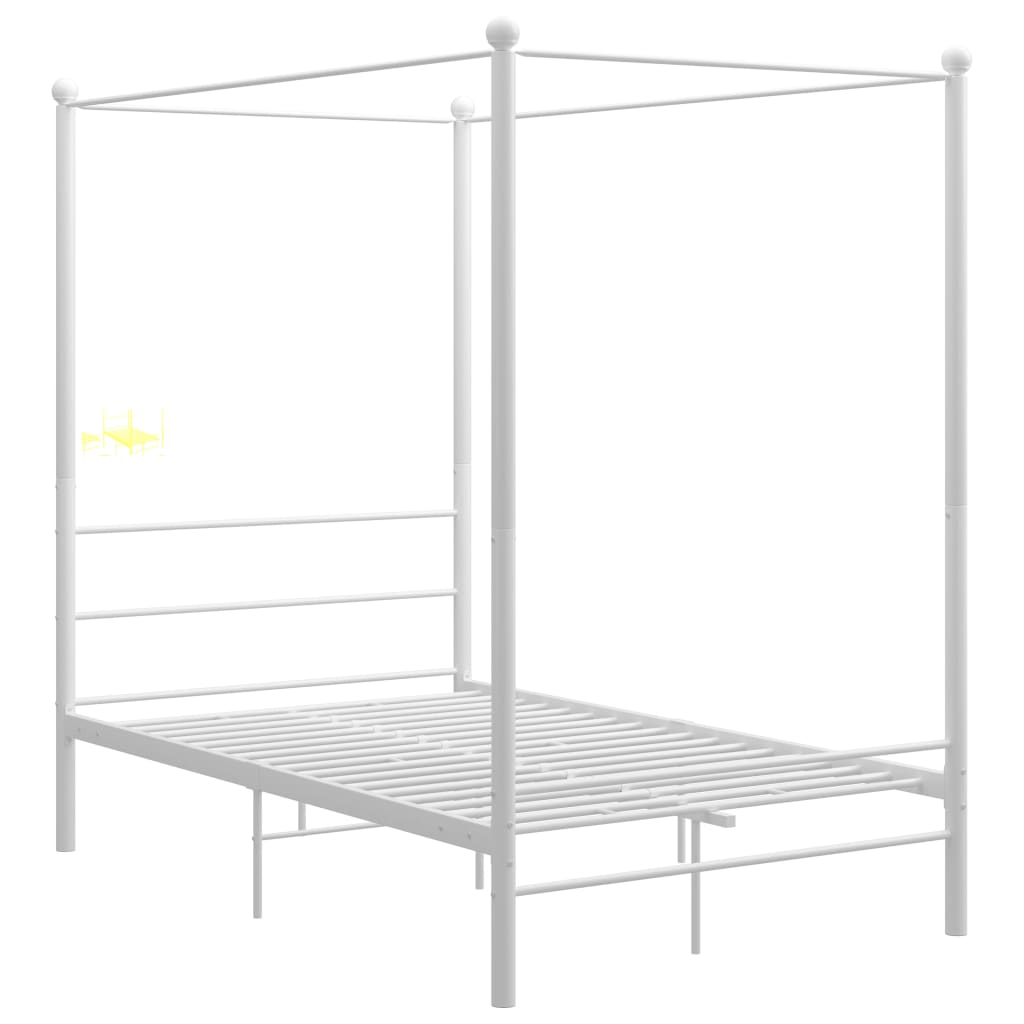 Okvir za krevet s nadstrešnicom bijeli metalni 120 x 200 cm
