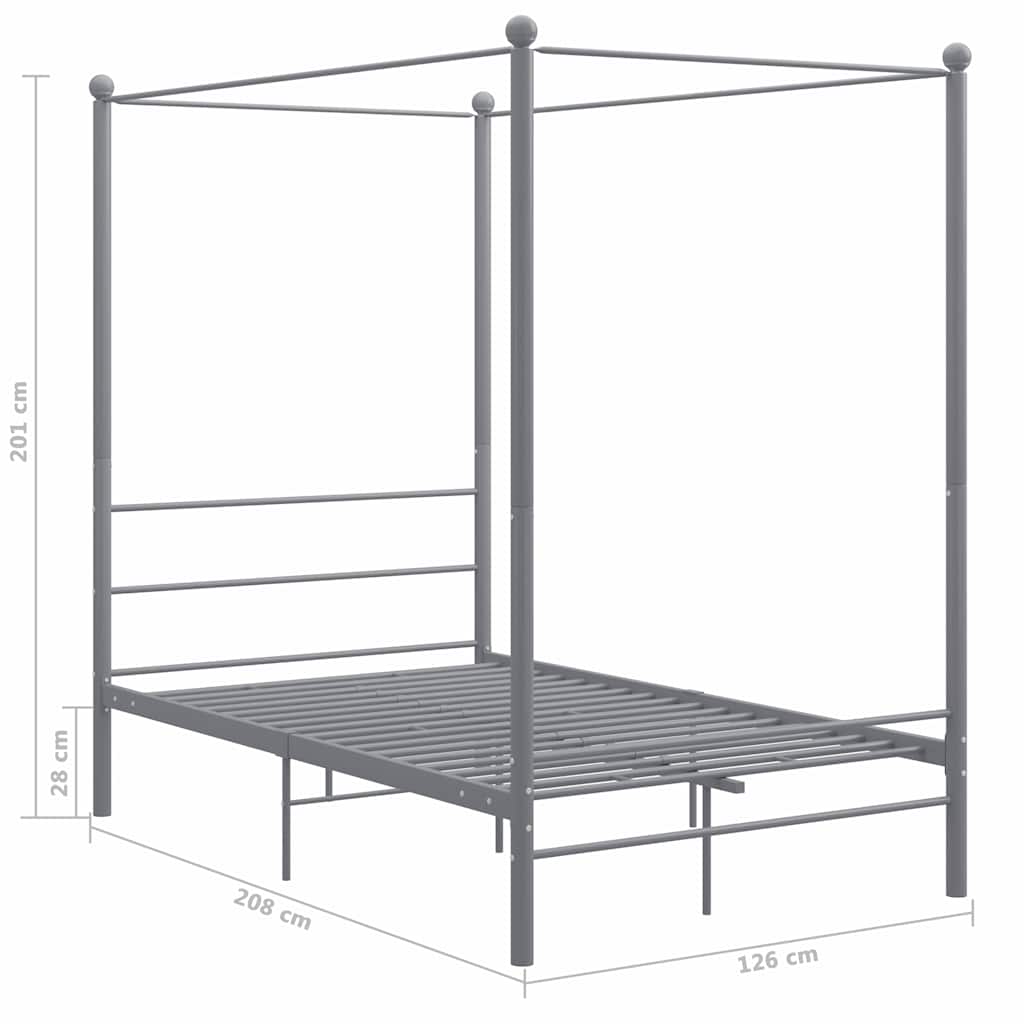 Okvir za krevet s nadstrešnicom sivi metalni 120 x 200 cm