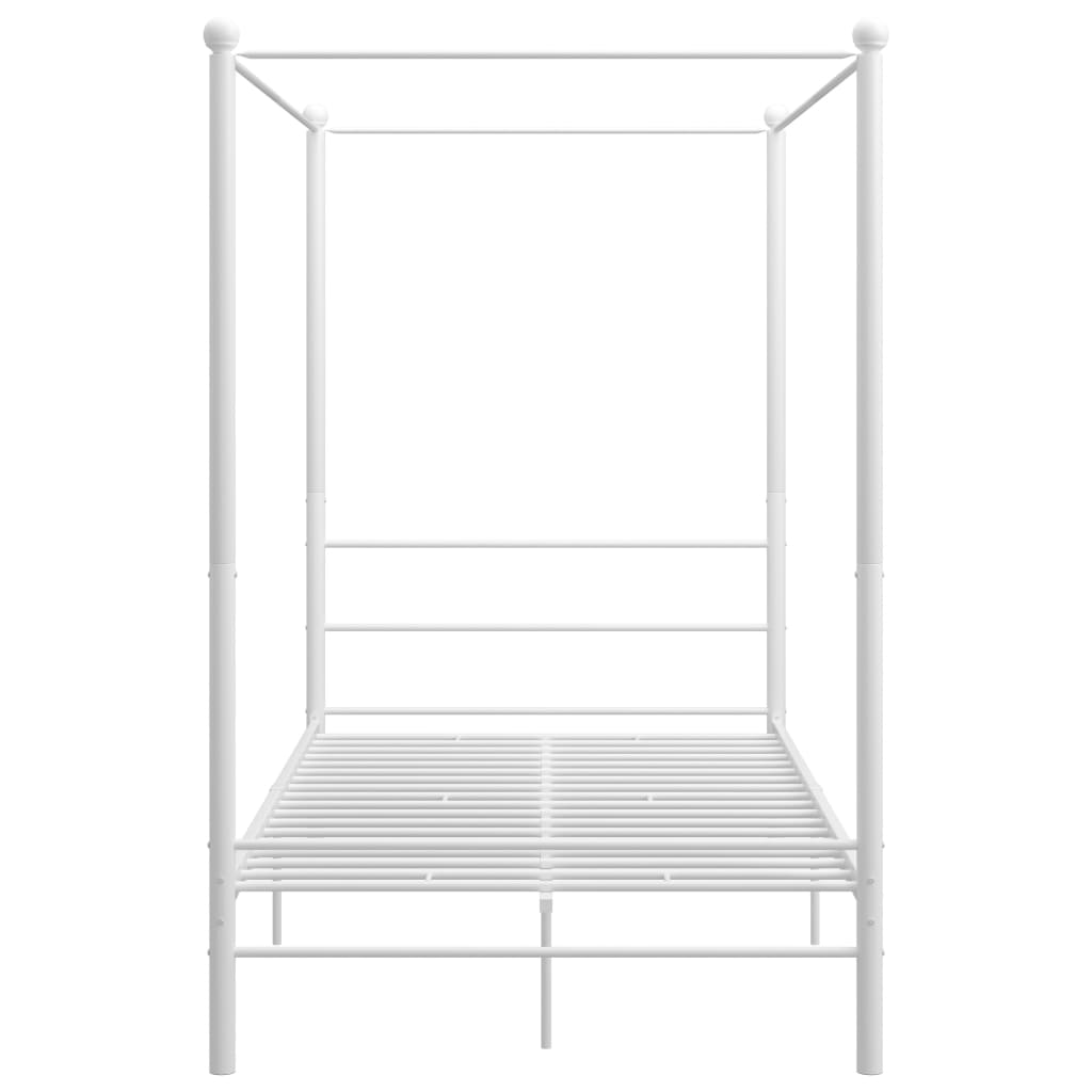 Okvir za krevet s nadstrešnicom bijeli metalni 140 x 200 cm