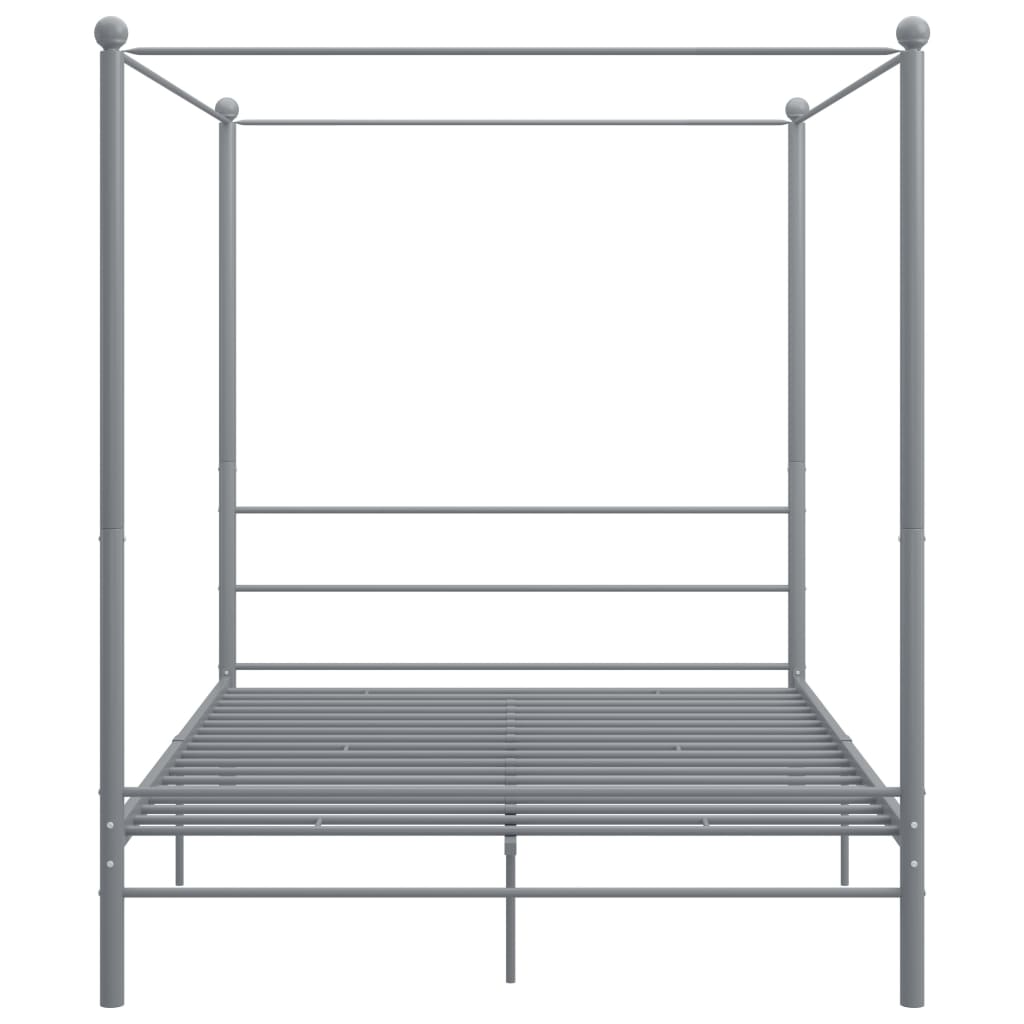 Okvir za krevet s nadstrešnicom sivi metalni 160 x 200 cm