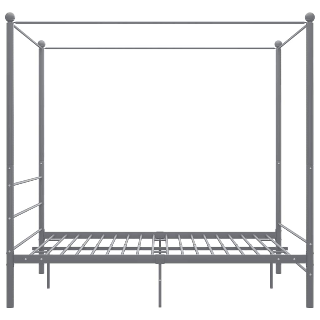 Okvir za krevet s nadstrešnicom sivi metalni 160 x 200 cm