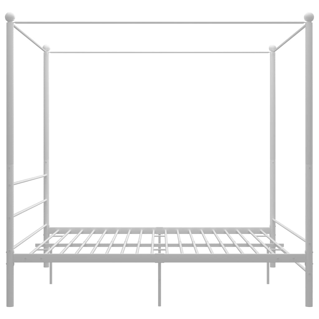 Okvir za krevet s nadstrešnicom bijeli metalni 200 x 200 cm