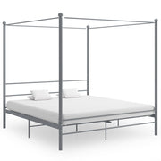 Okvir za krevet s nadstrešnicom sivi metalni 200 x 200 cm