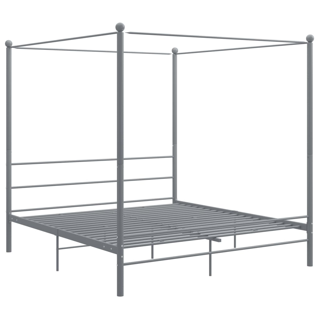 Okvir za krevet s nadstrešnicom sivi metalni 200 x 200 cm