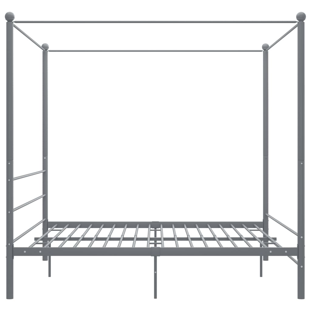 Okvir za krevet s nadstrešnicom sivi metalni 200 x 200 cm