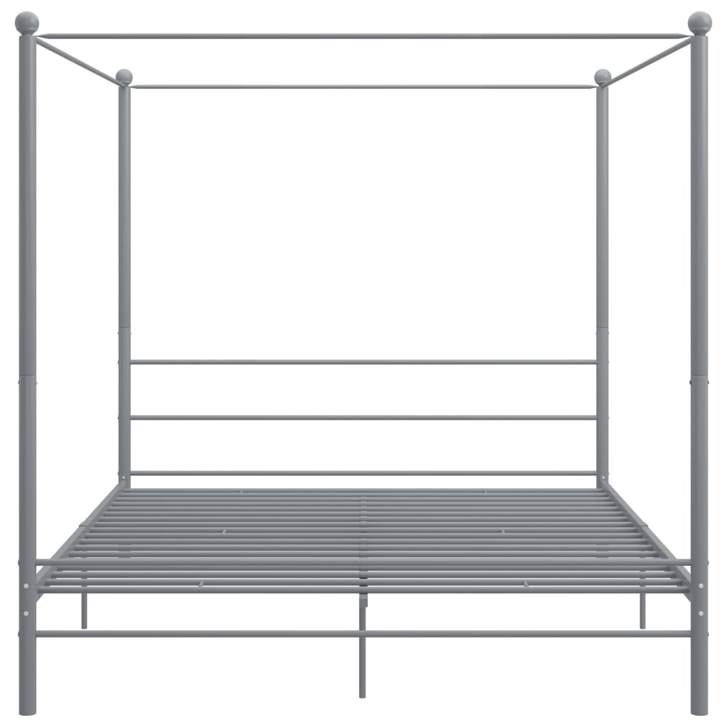 Okvir za krevet s nadstrešnicom sivi metalni 200 x 200 cm