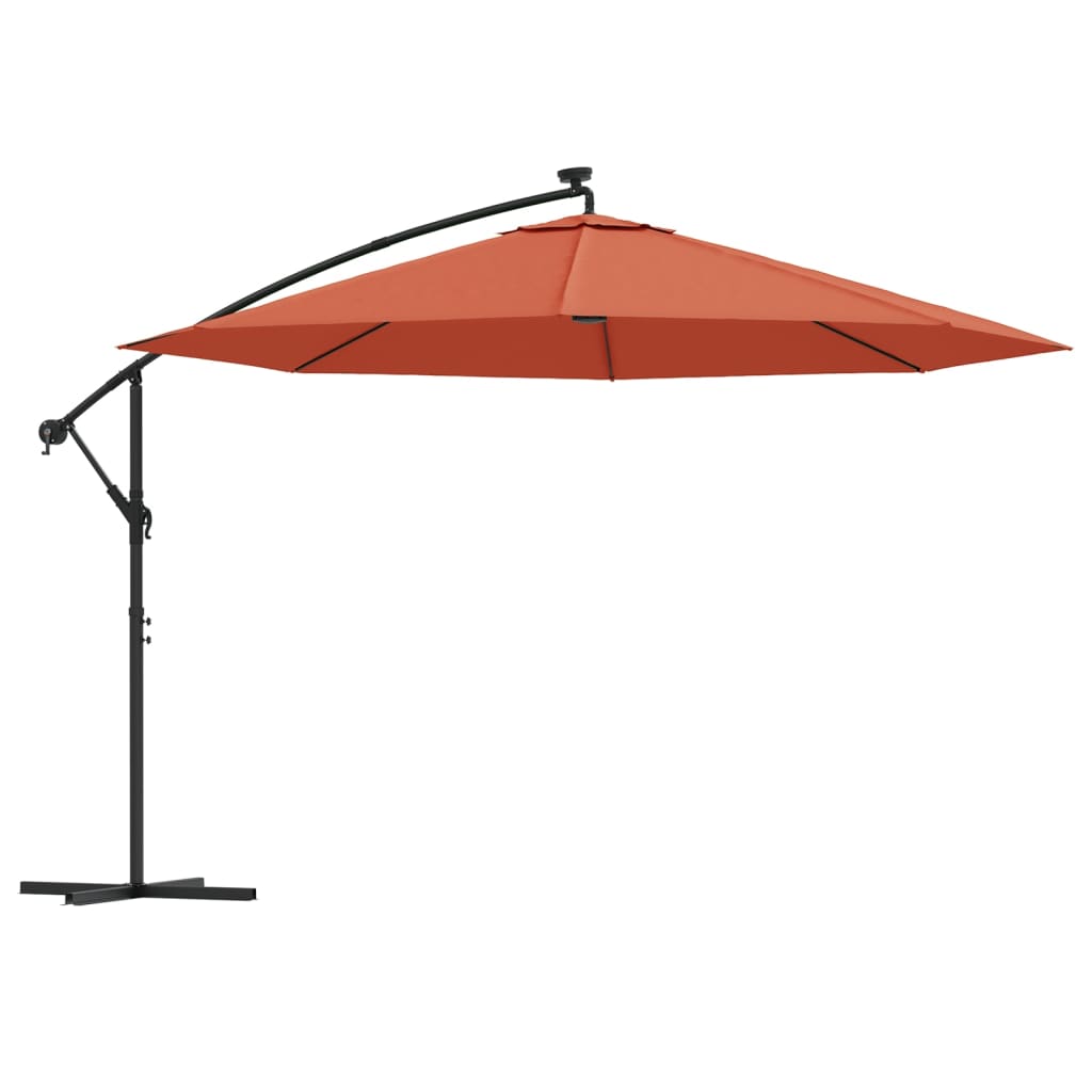 Konzolni vrtni suncobran s LED svjetlima 350 cm terakota