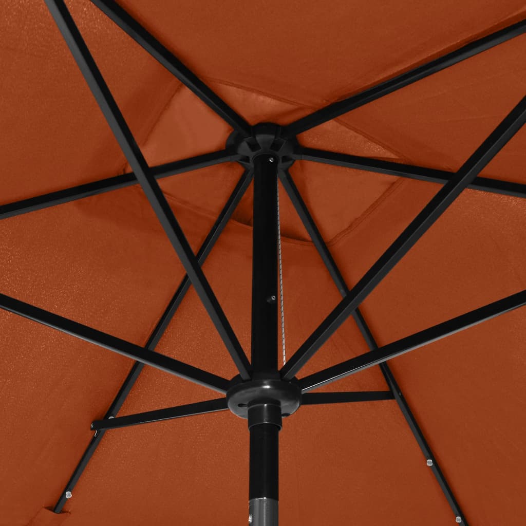 Vrtni suncobran s LED svjetlom i čeličnim stupom 2x3 m terakota