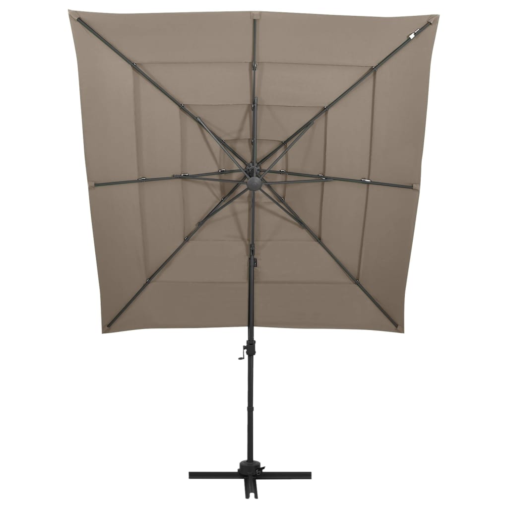 Vrtni suncobran s 4 razine i stupom 250 x 250 cm smeđesivi