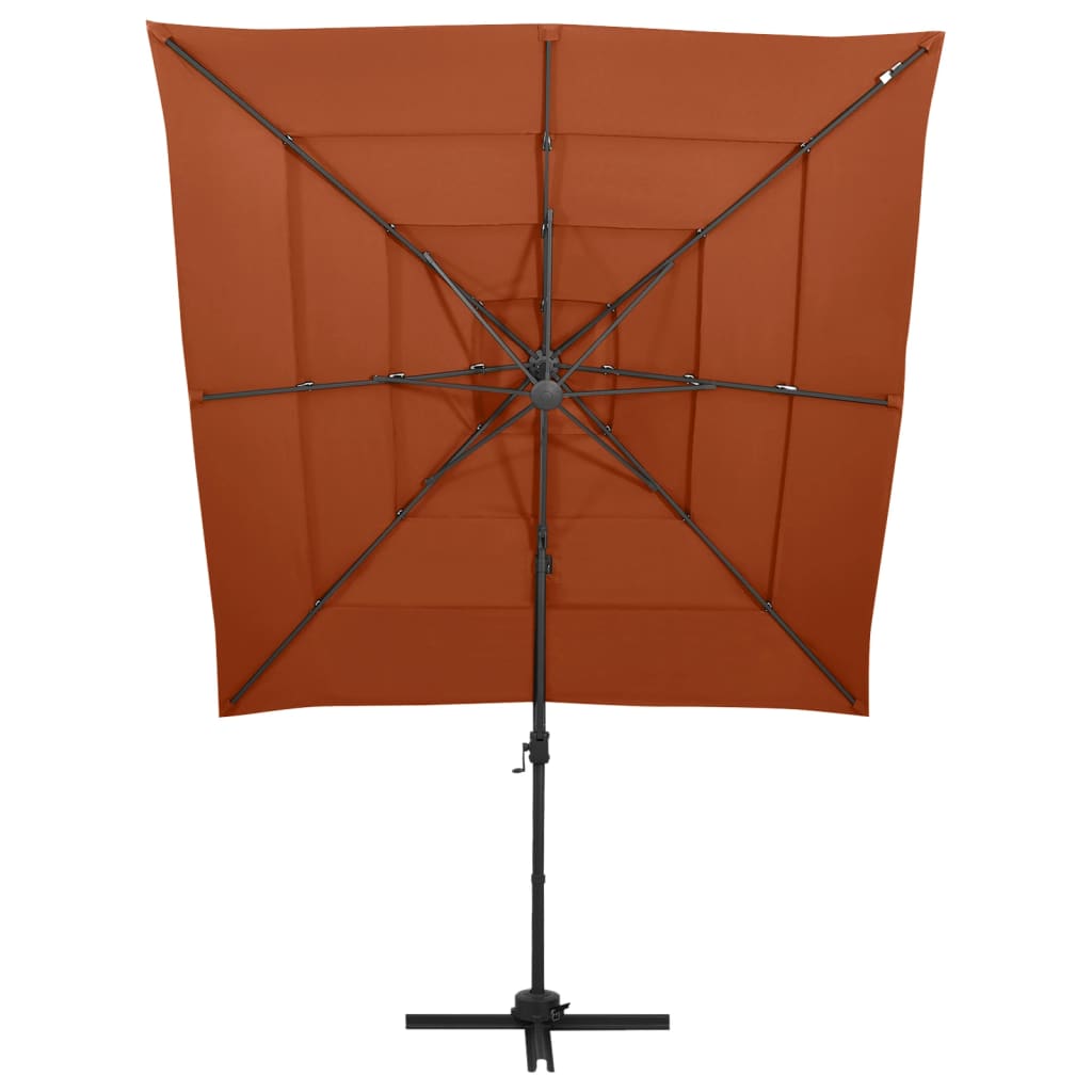 Vrtni suncobran s 4 razine i stupom 250 x 250 cm terakota