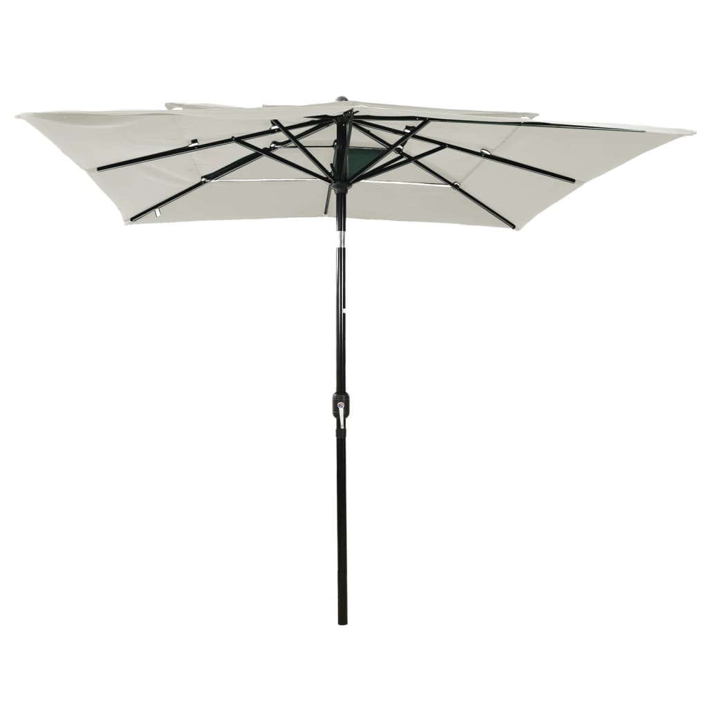 Vrtni suncobran s 3 razine i stupom 2,5 x 2,5 m boja pijeska