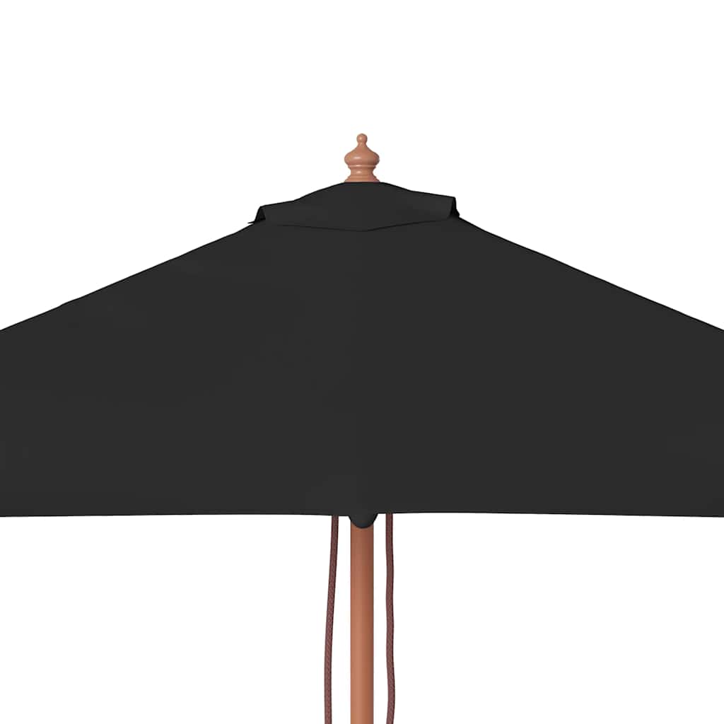 Vrtni suncobran s drvenim stupom 150 x 200 cm crni
