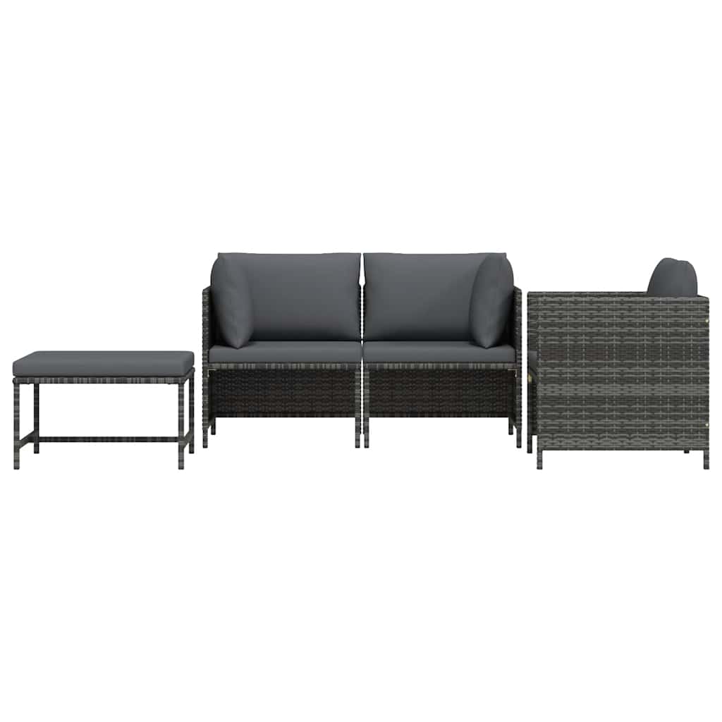 4-dijelna vrtna garnitura od poliratana s jastucima siva