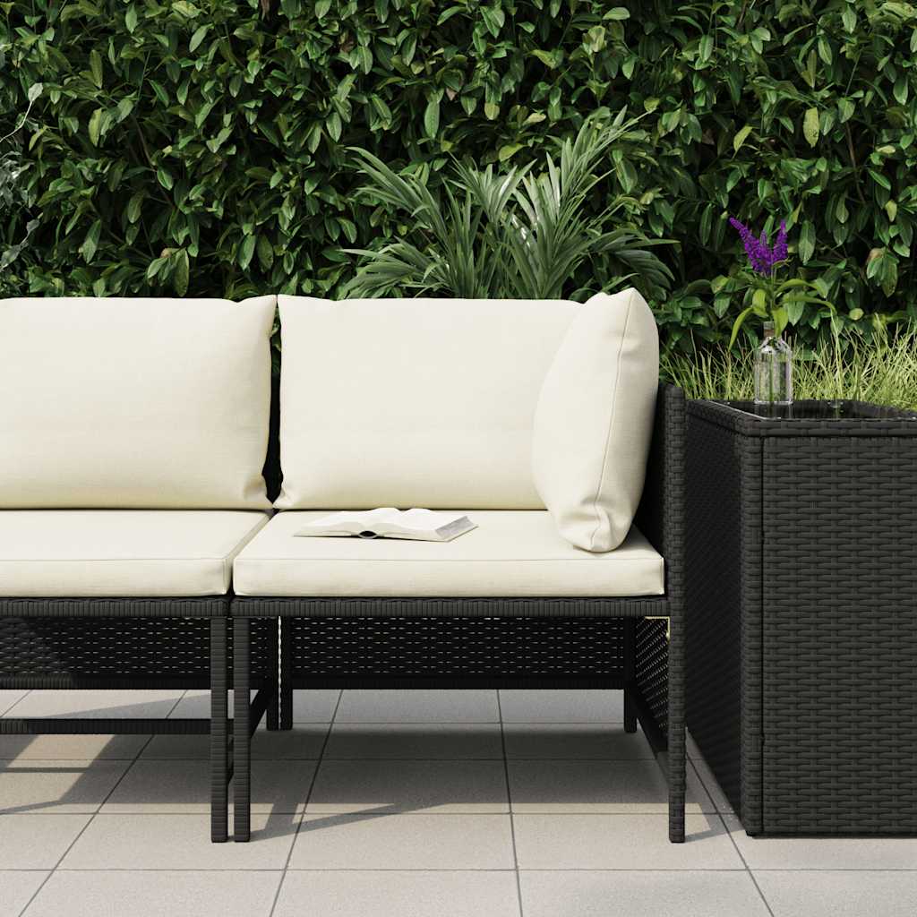 Modularna kutna sofa od poliratana s jastucima crna