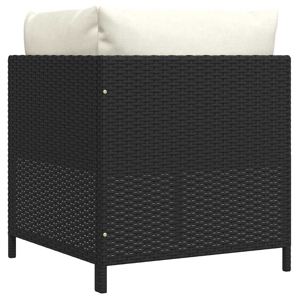 Modularna kutna sofa od poliratana s jastucima crna