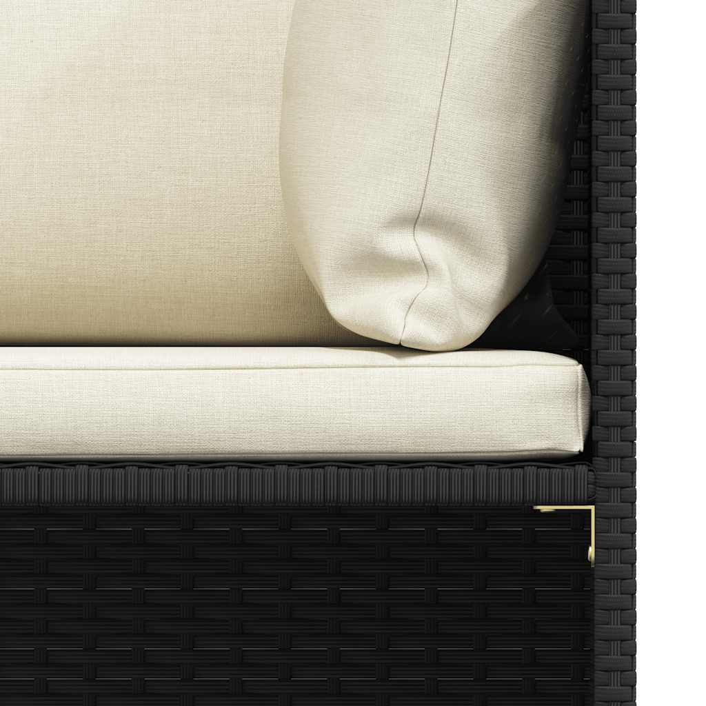 Modularna kutna sofa od poliratana s jastucima crna
