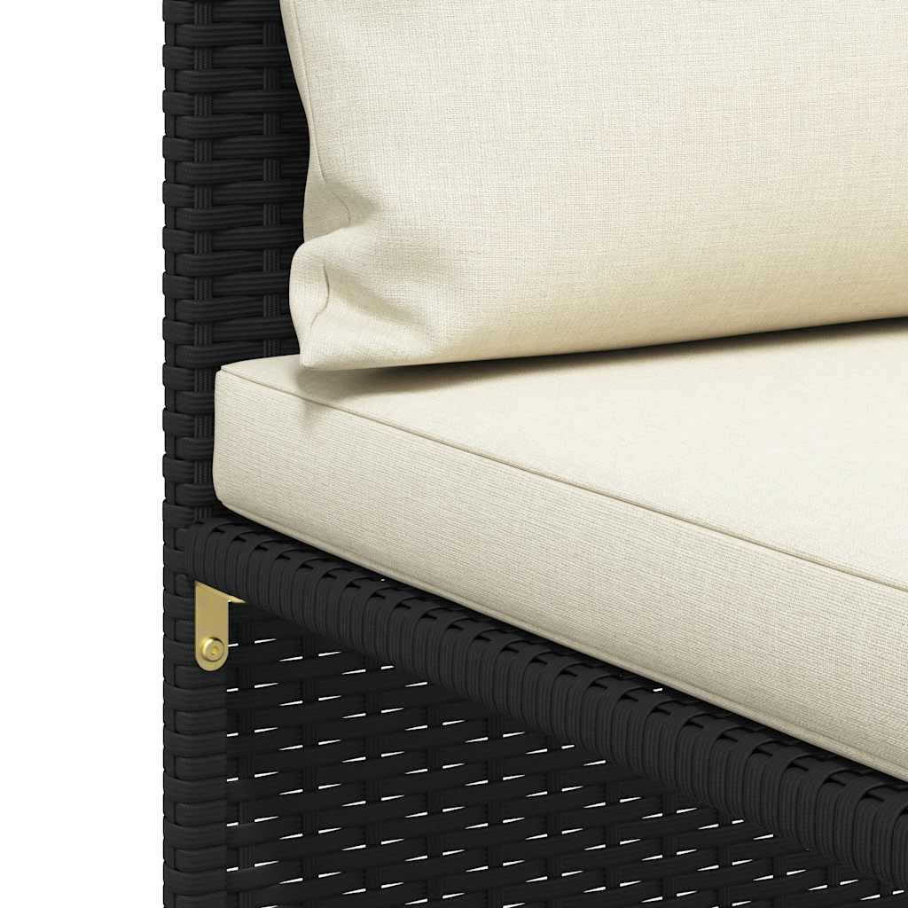Modularna kutna sofa od poliratana s jastucima crna