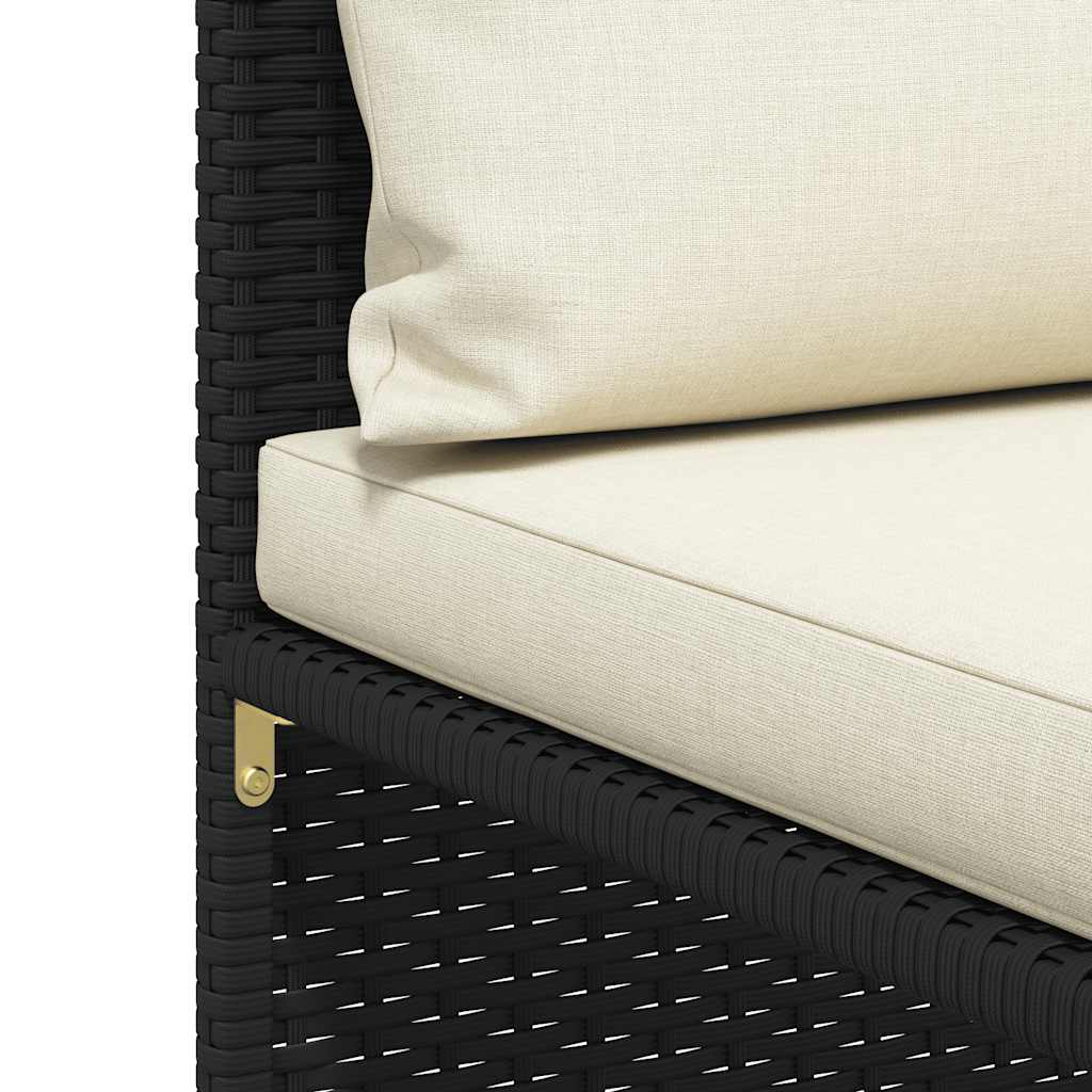 3-dijelni vrtni set sofa od poliratana s jastucima crni