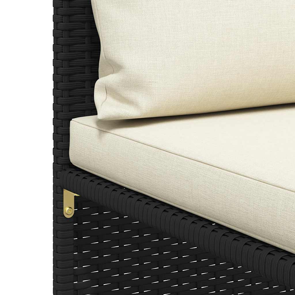 4-dijelna vrtna garnitura od poliratana s jastucima crna