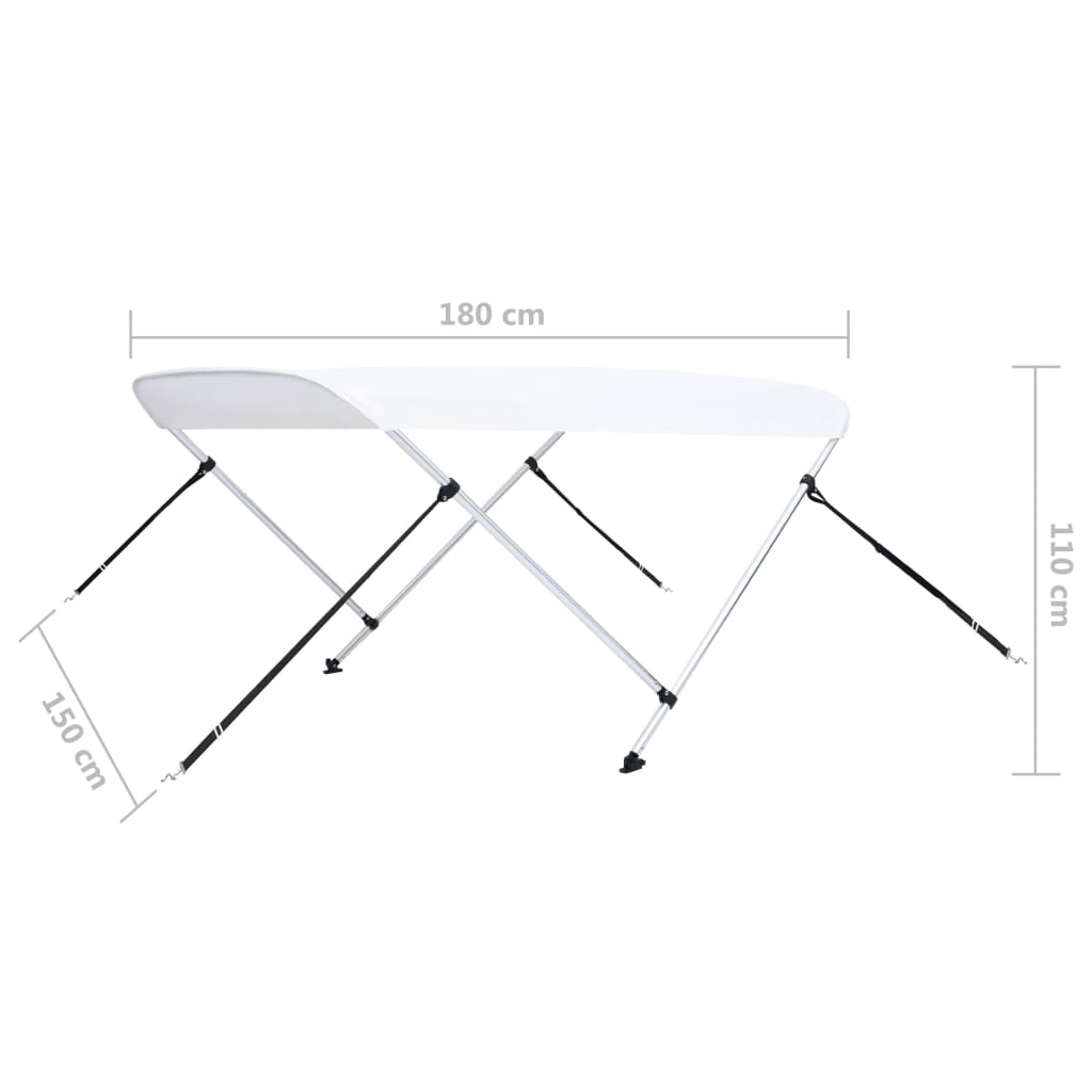 Tenda bimini s 2 luka bijela 180 x 150 x 110 cm