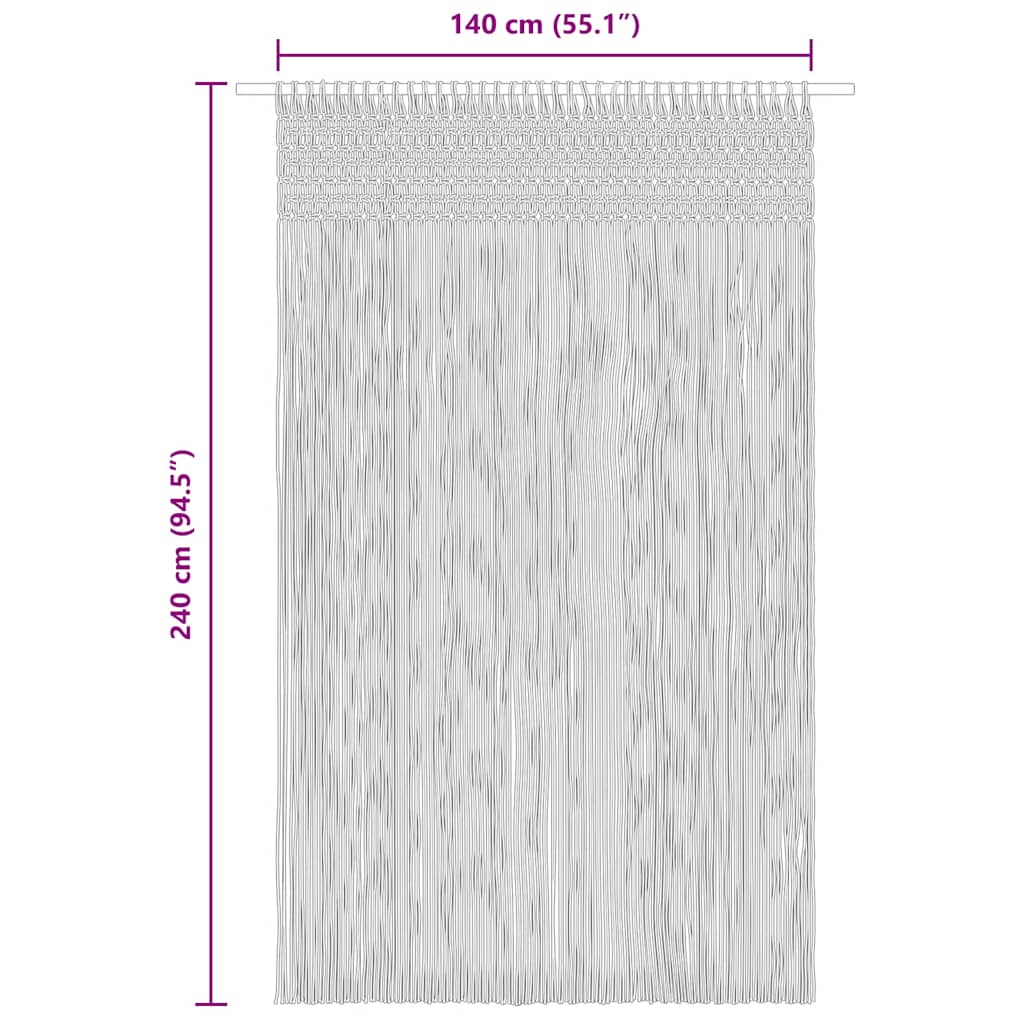 Zavjesa s makrameom plava 140 x 240 cm pamučna