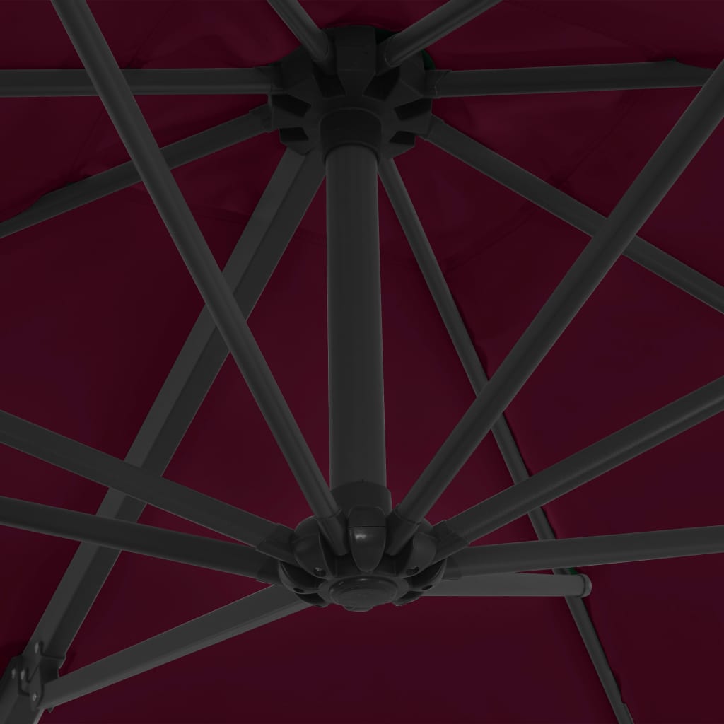 Konzolni vrtni suncobran s čeličnim stupom 250 x 250 cm bordo