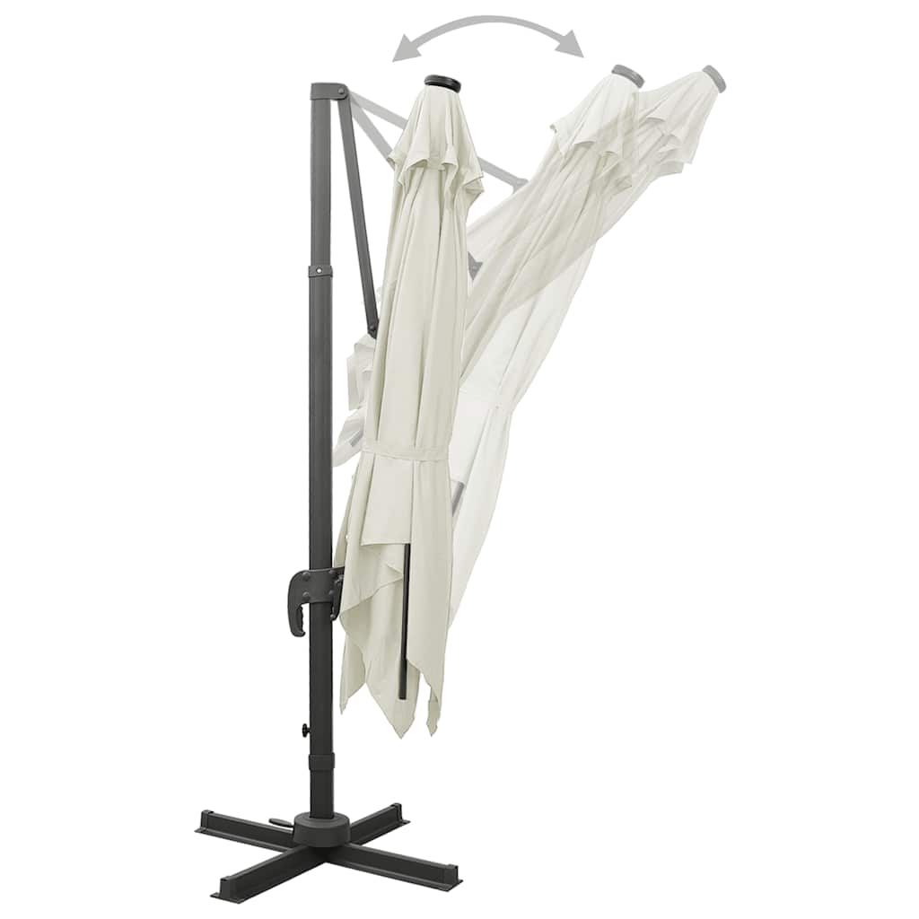 Konzolni vrtni suncobran sa stupom LED 300 cm boja pijeska