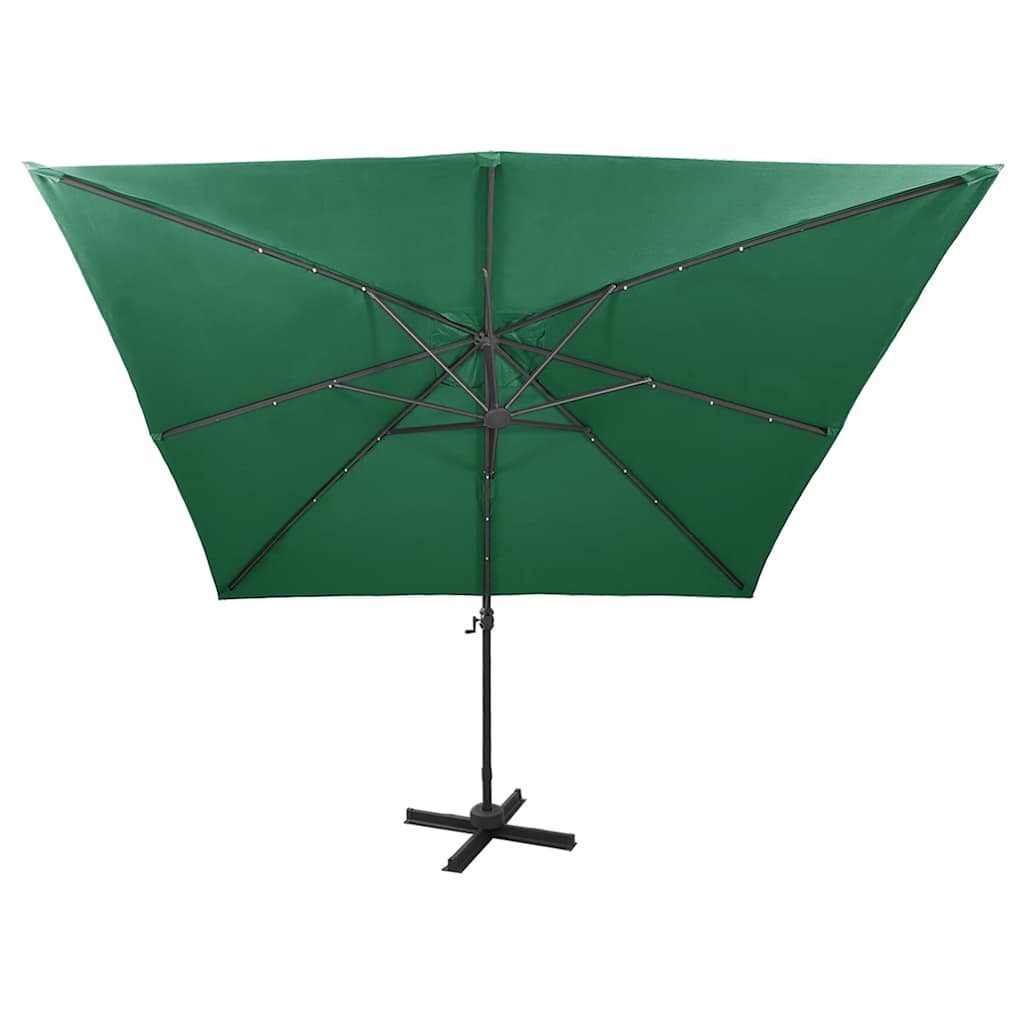 Konzolni vrtni suncobran sa stupom i LED svjetlom 300 cm zeleni