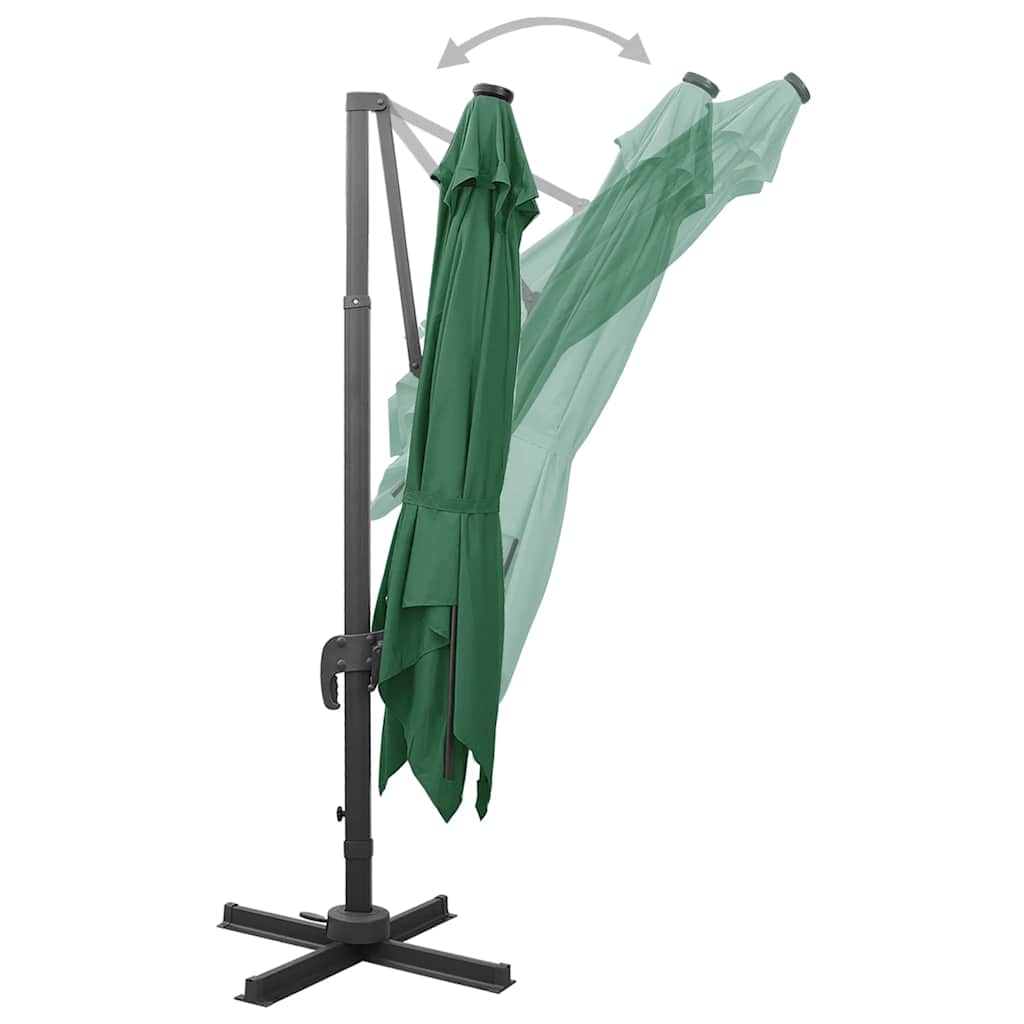 Konzolni vrtni suncobran sa stupom i LED svjetlom 300 cm zeleni