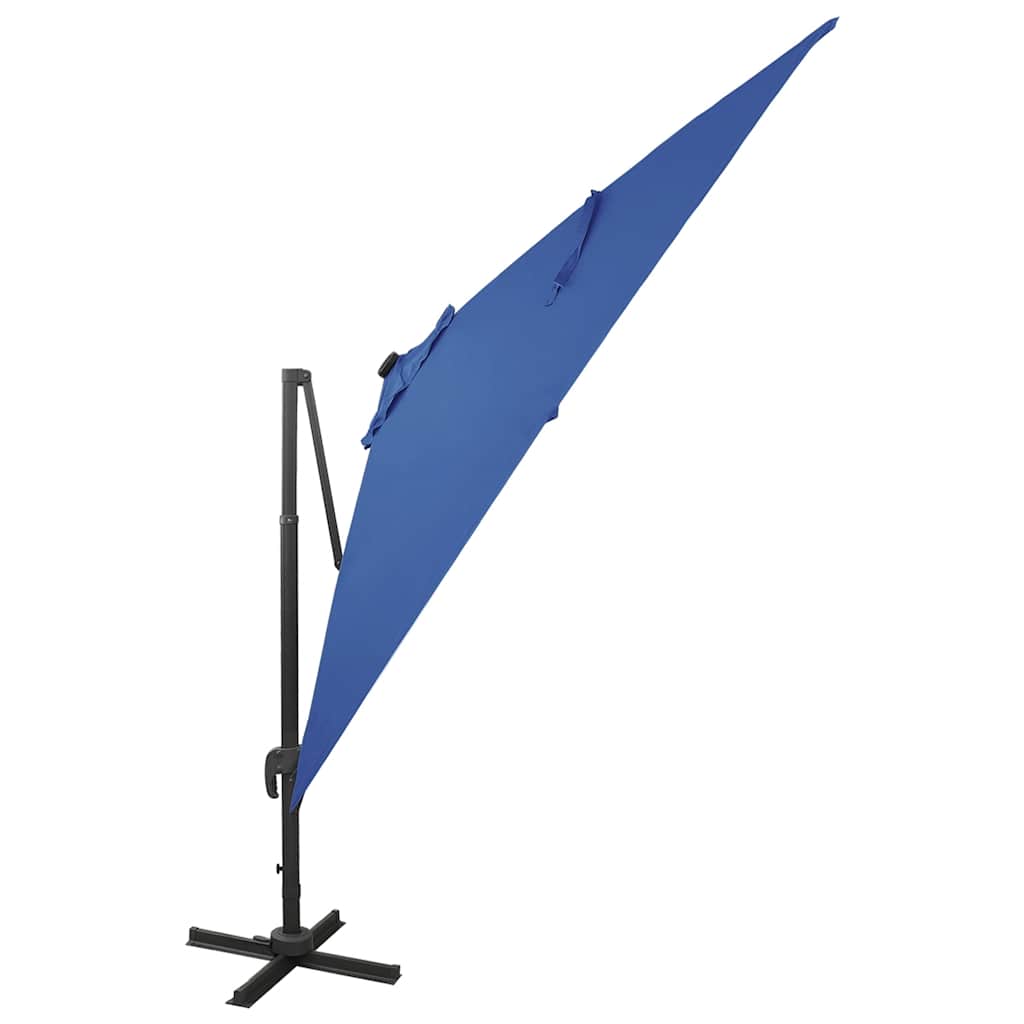 Konzolni vrtni suncobran sa stupom LED 300 cm azurnoplavi