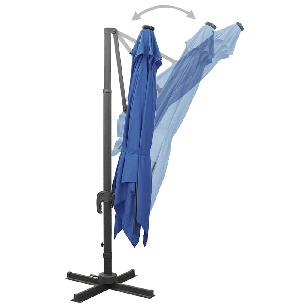 Konzolni vrtni suncobran sa stupom LED 300 cm azurnoplavi