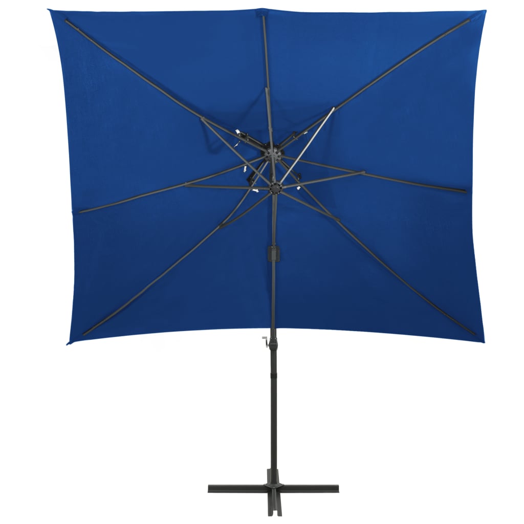 Konzolni vrtni suncobran s dvostrukim vrhom 250 x 250 cm azurni