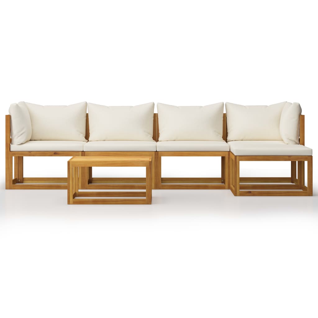 6-dijelna vrtna garnitura s krem jastucima masivno drvo bagrema