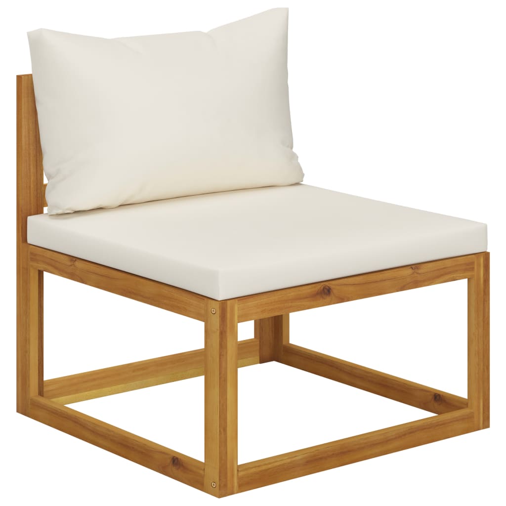 8-dijelna vrtna garnitura s krem jastucima masivno drvo bagrema