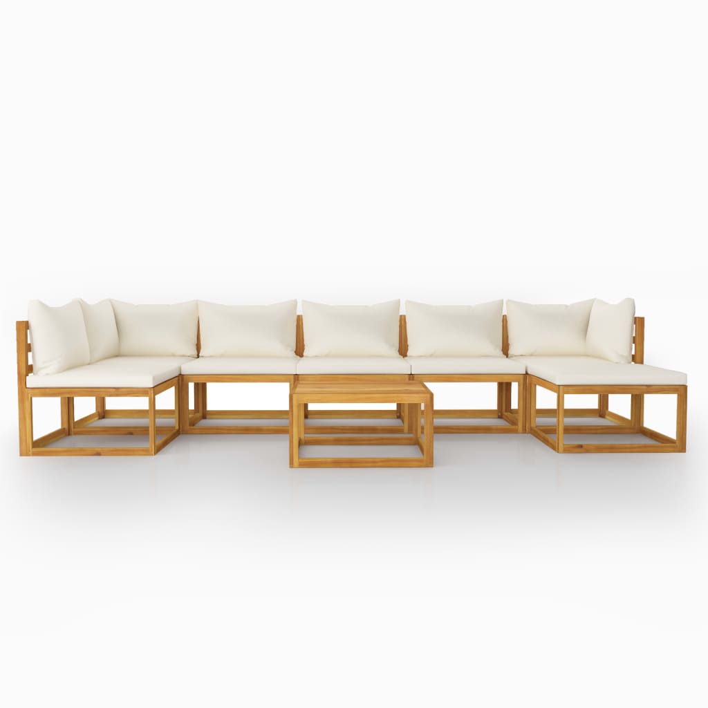 8-dijelna vrtna garnitura s krem jastucima masivno drvo bagrema