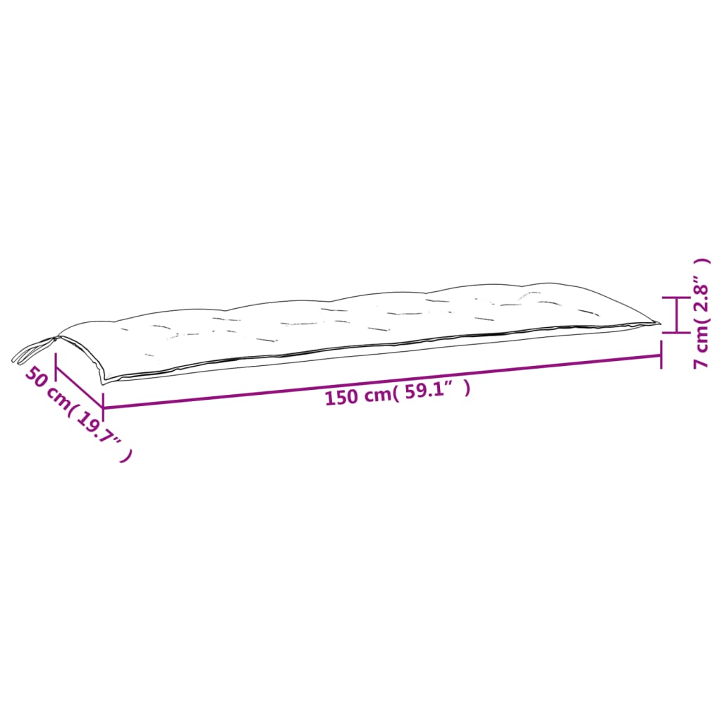 Jastuk za vrtnu klupu zeleni 150 x 50 x 7 cm od tkanine Oxford