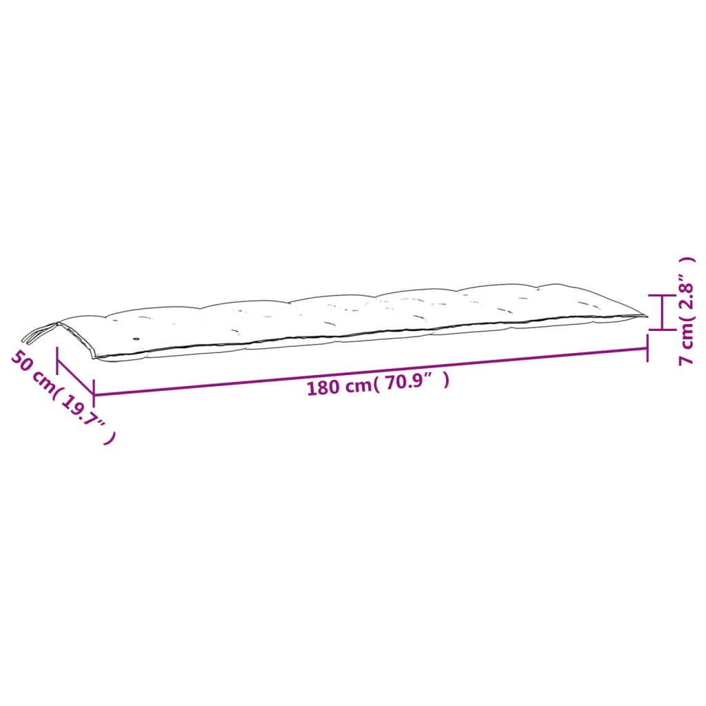 Jastuk za vrtnu klupu zeleni 180 x 50 x 7 cm od tkanine Oxford