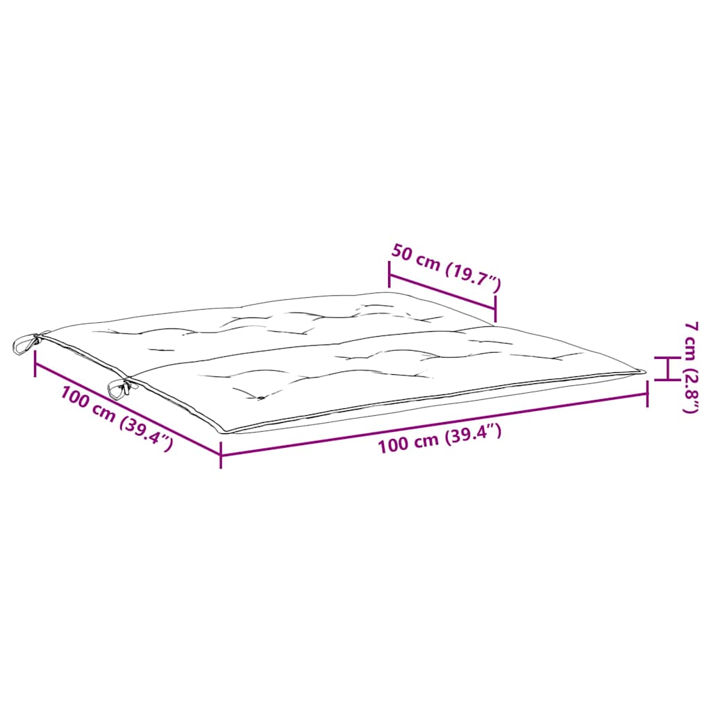 Jastuk za vrtnu klupu boja vina 100x(50+50)x7 cm tkanina Oxford