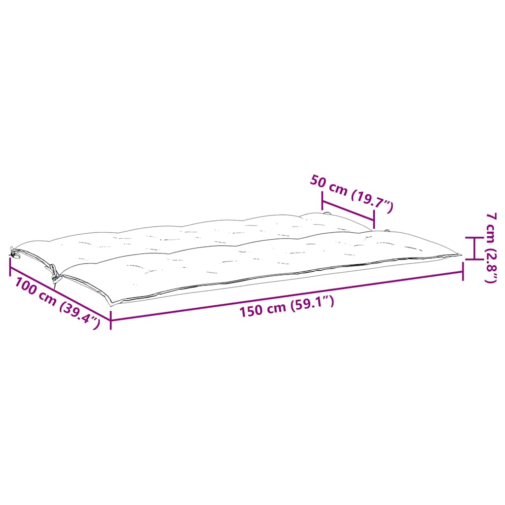 Jastuk za vrtnu klupu antracit 150x(50+50)x7 cm tkanina Oxford
